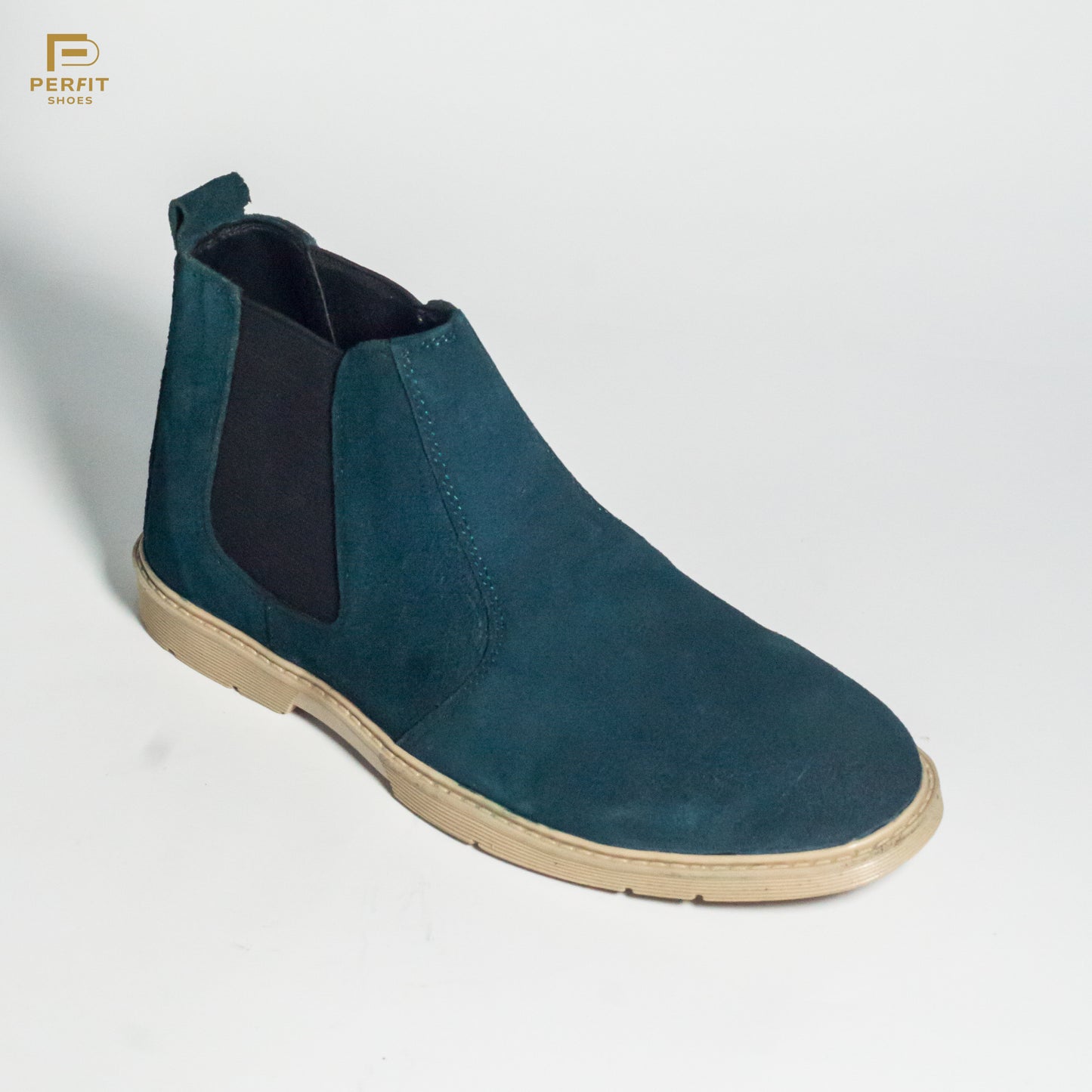 Pure Suede leather Sea Green Chelsea Boots #PF-1010-GRN