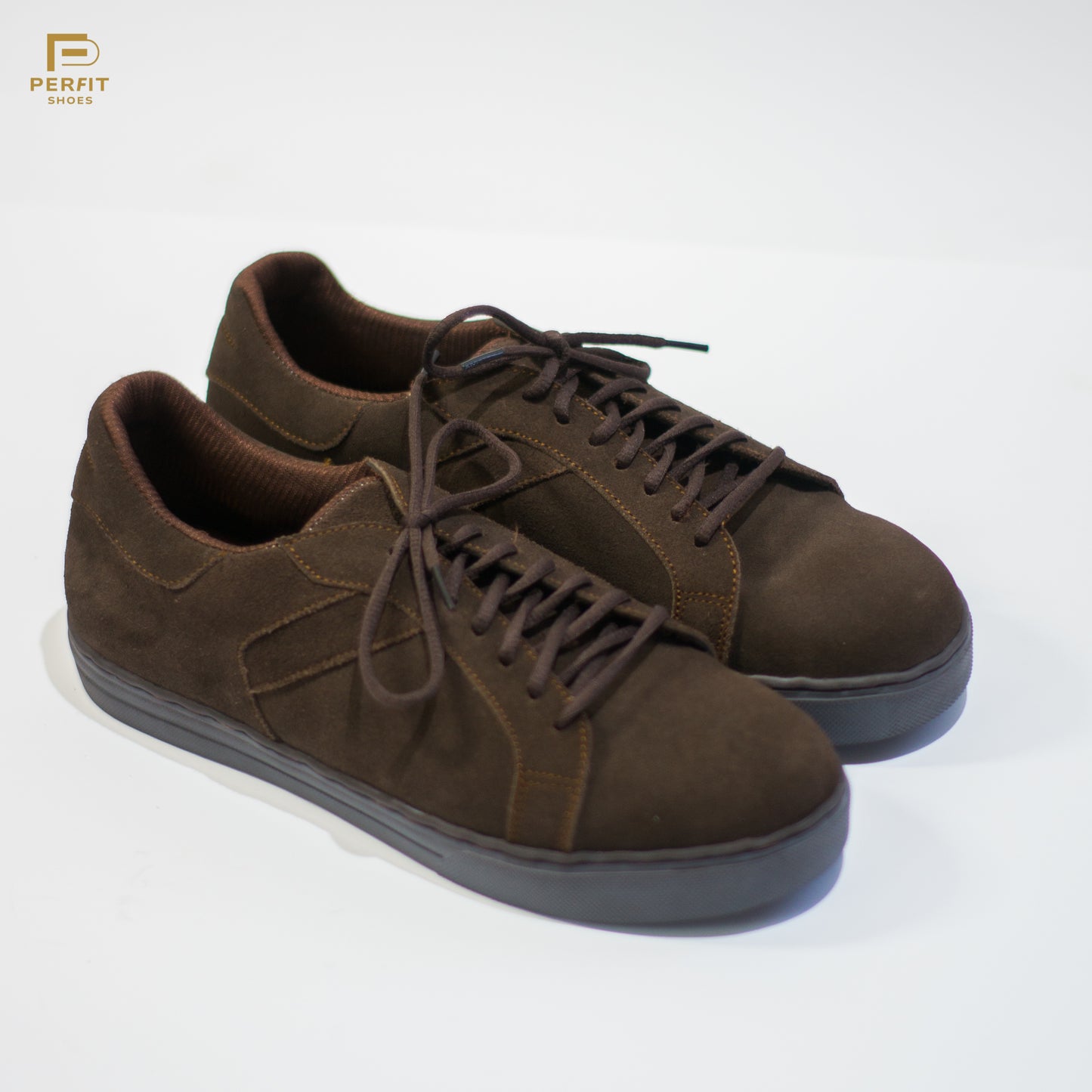 Pure Suede Leather Sneakers # PF-1012-BRN