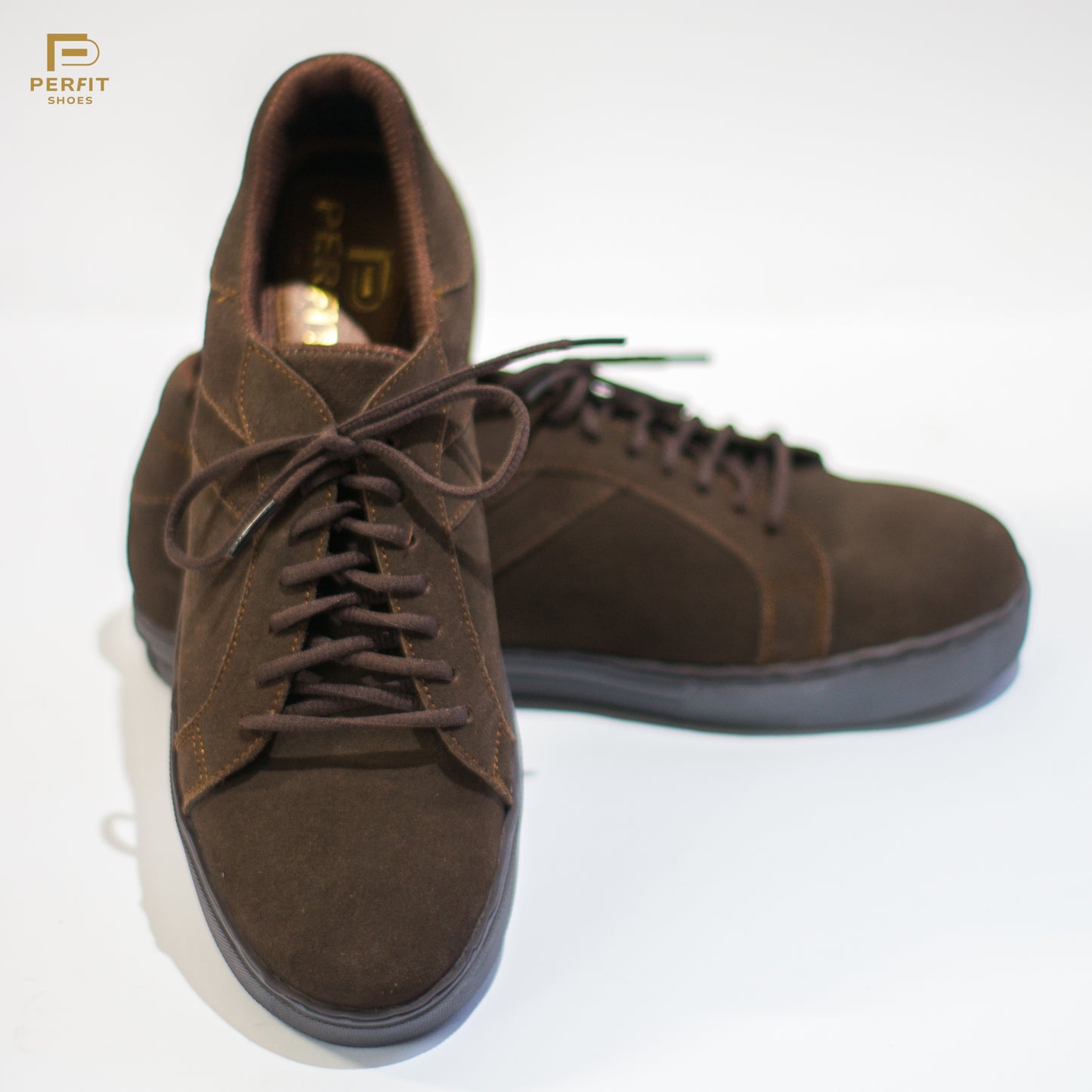 Pure Suede Leather Sneakers # PF-1012-BRN