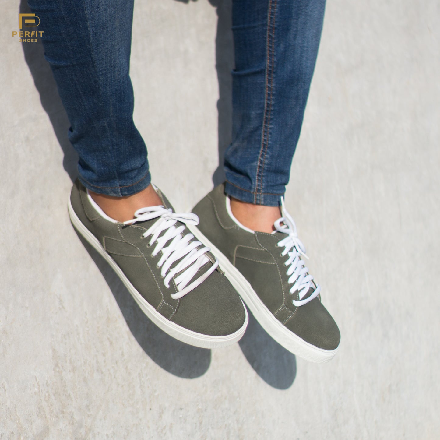 Pure Suede Leather sneakers # PF-1013-GRY
