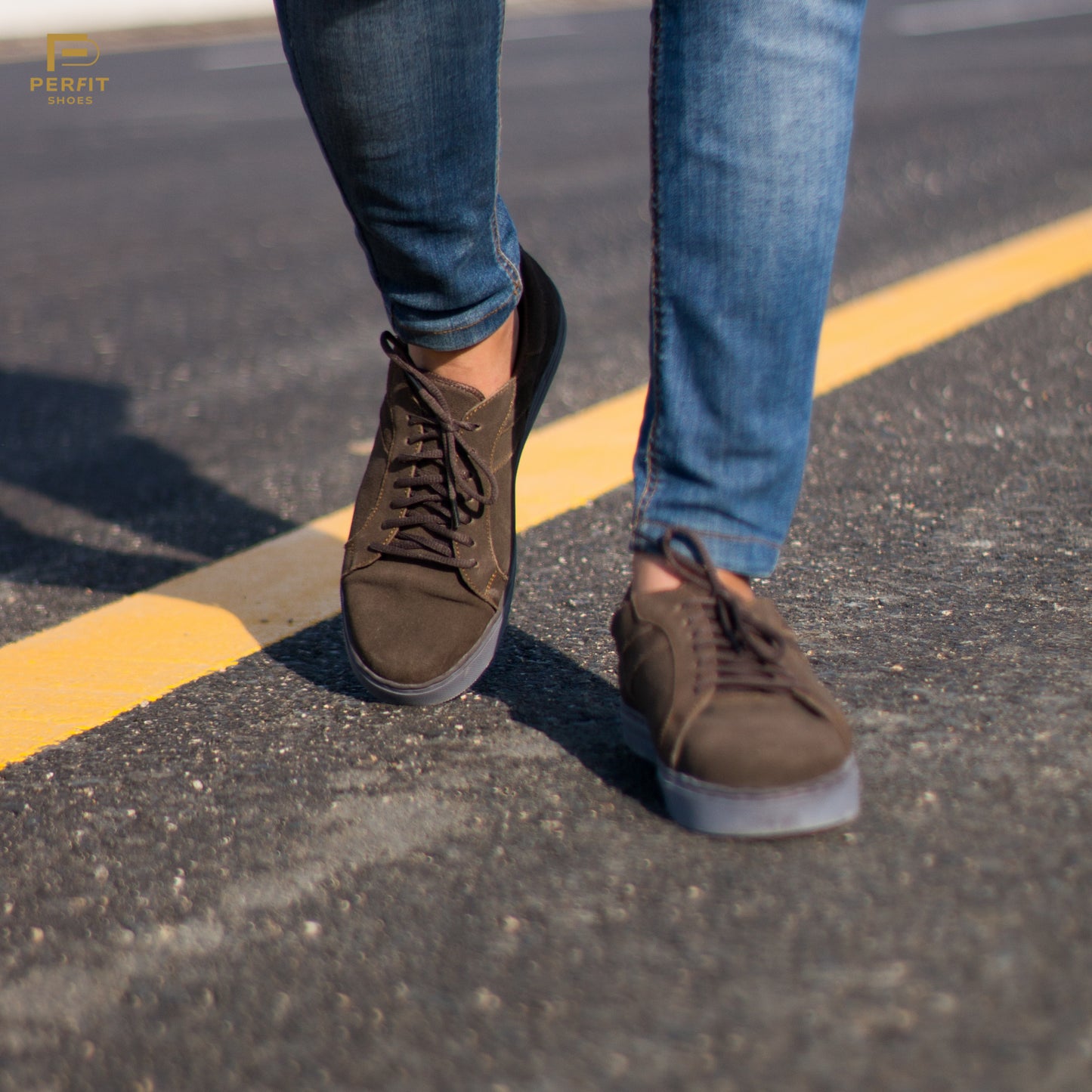 Pure Suede Leather Sneakers # PF-1012-BRN