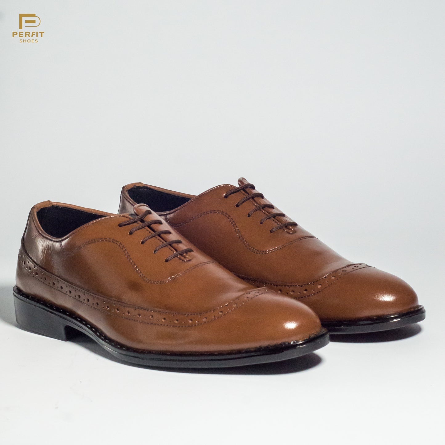 Tan lace up oxfords with  rubber sole # PF-1002-TAN