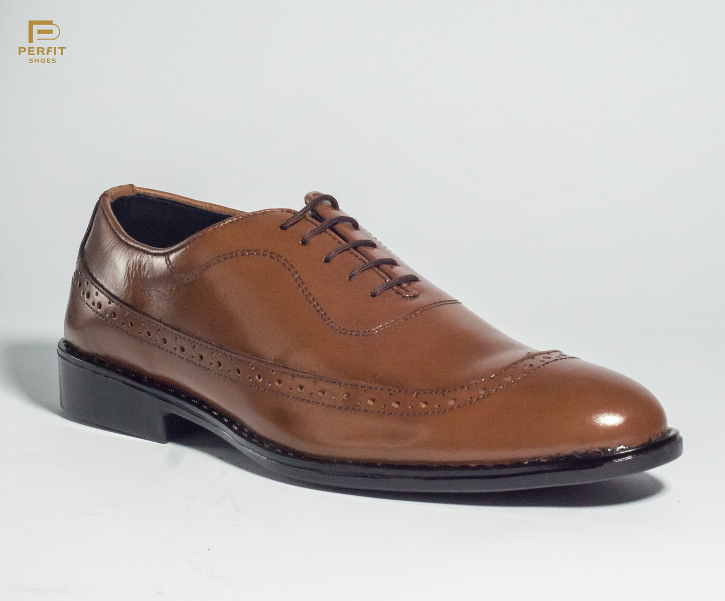 Tan lace up oxfords with  rubber sole # PF-1002-TAN