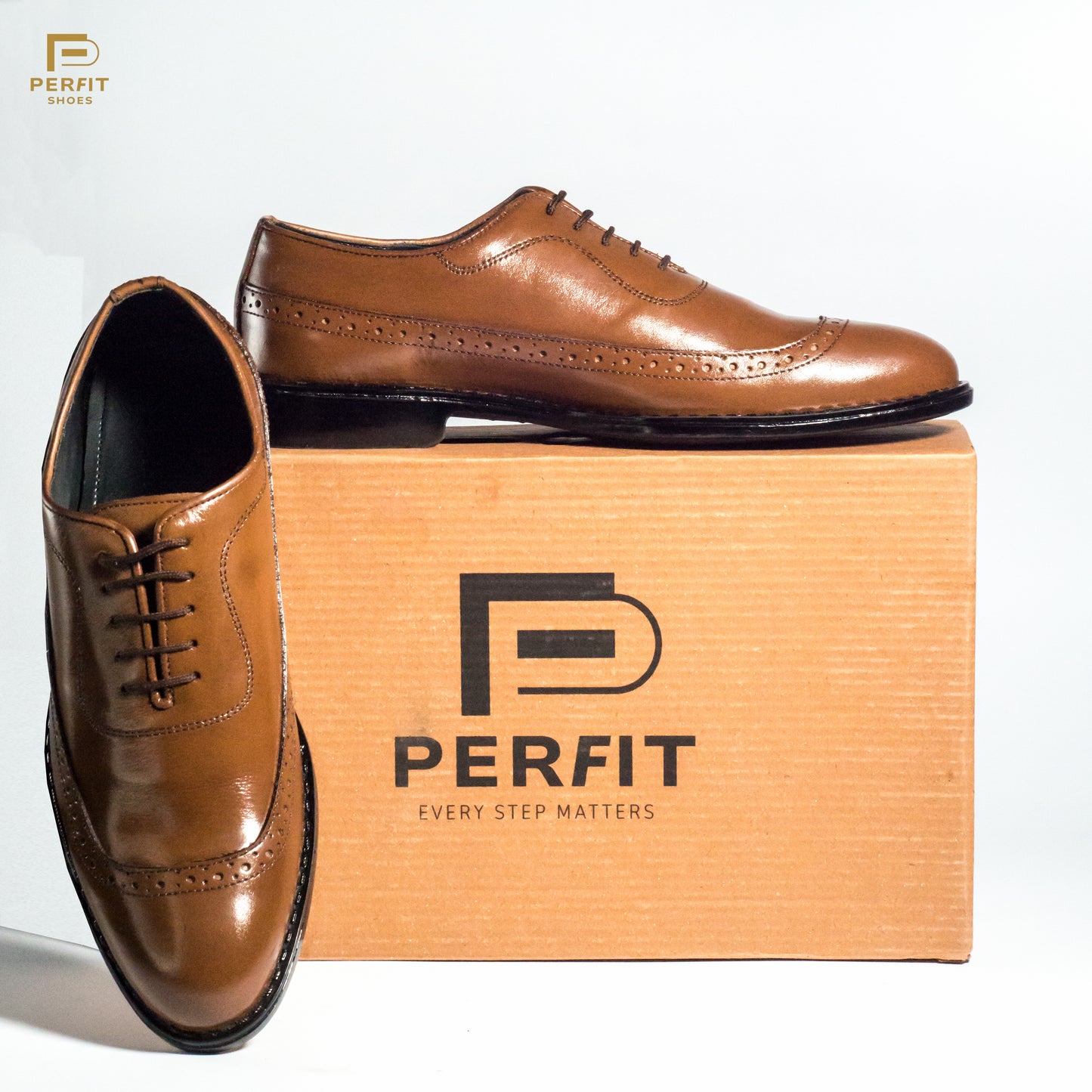 Tan lace up oxfords with  rubber sole # PF-1002-TAN