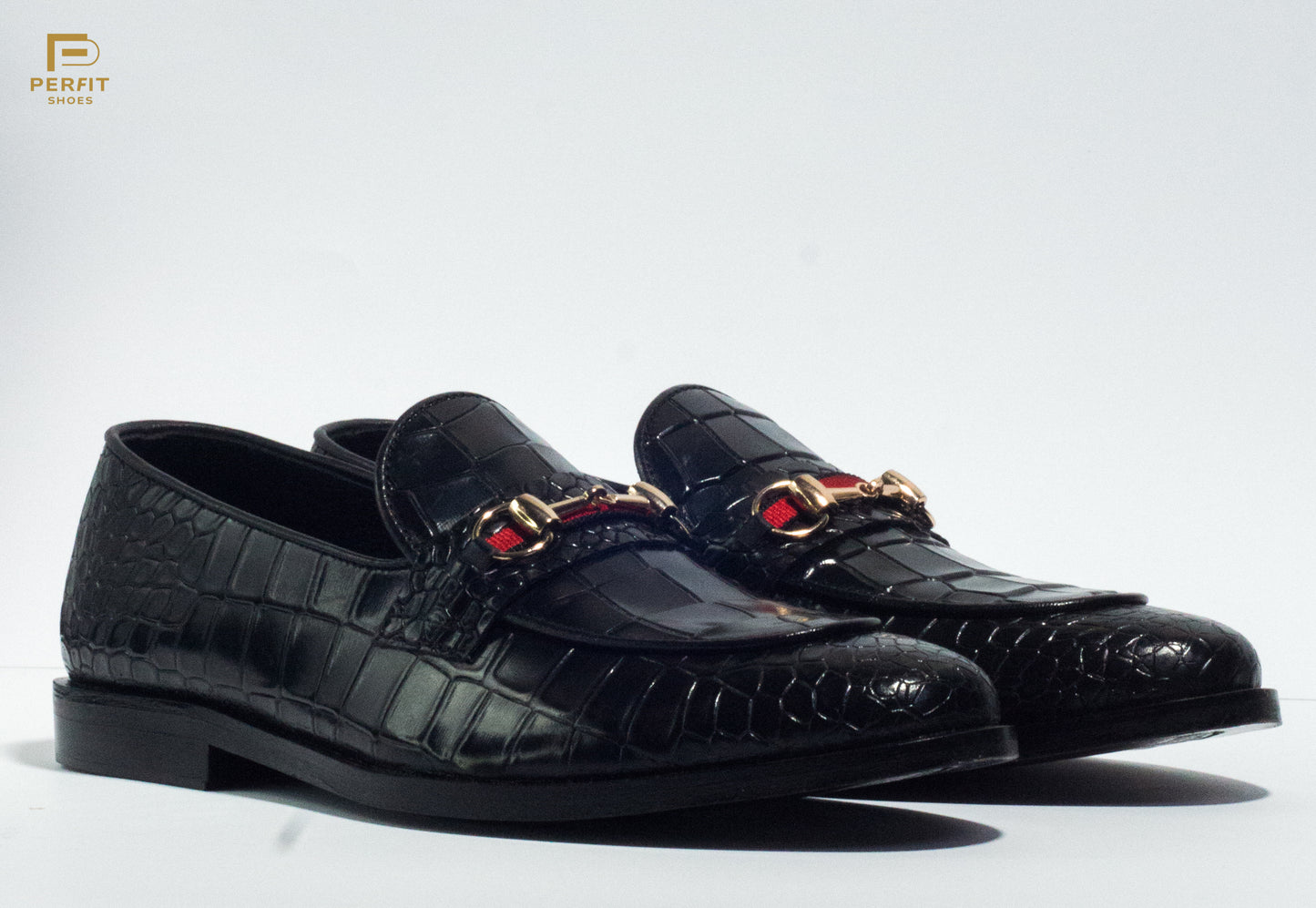 Croco Horse Bit Formals # PF-1003-BLK